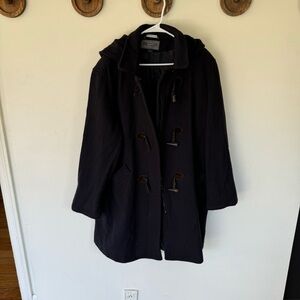 Vintage Bromley navy wool wool hooded toggle coat size 14